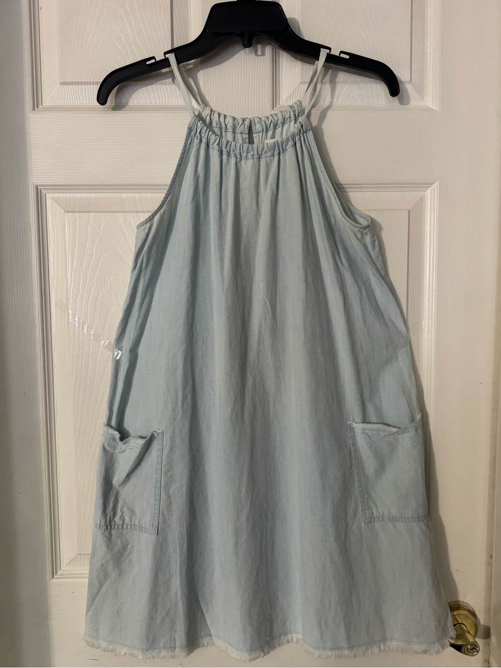 Light Blue Halter Pocket Dress